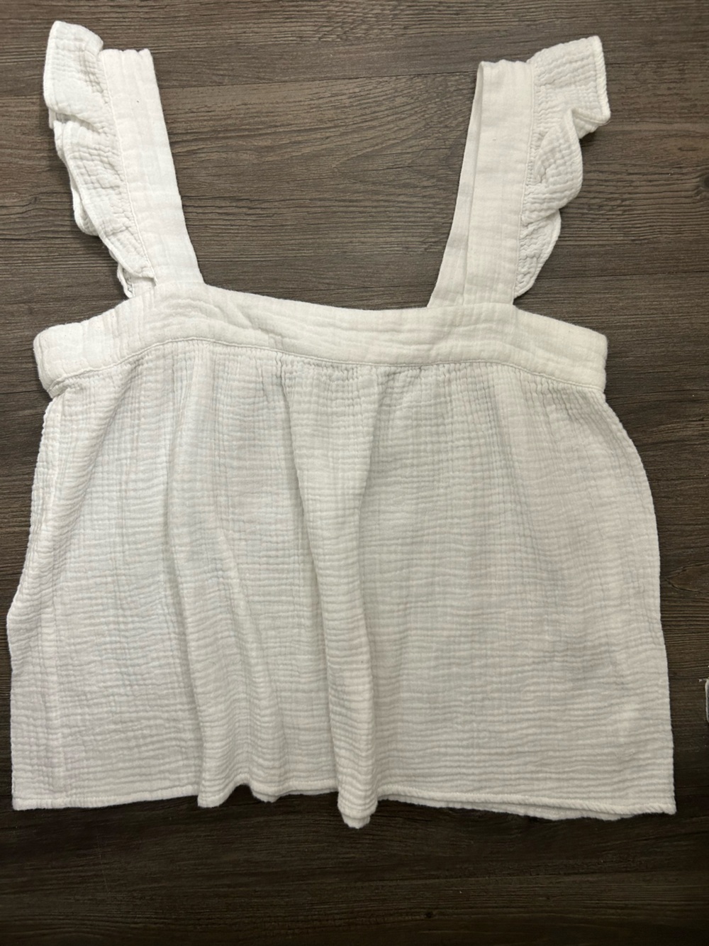 fun 2 fun White Ruffle Strap Tank Top